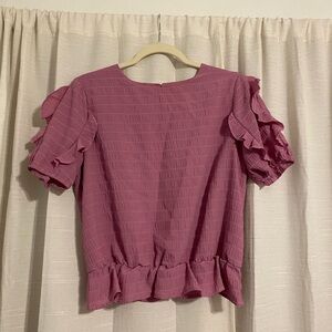 June & Hudson Mauve Ruffle Sleeve Blouse